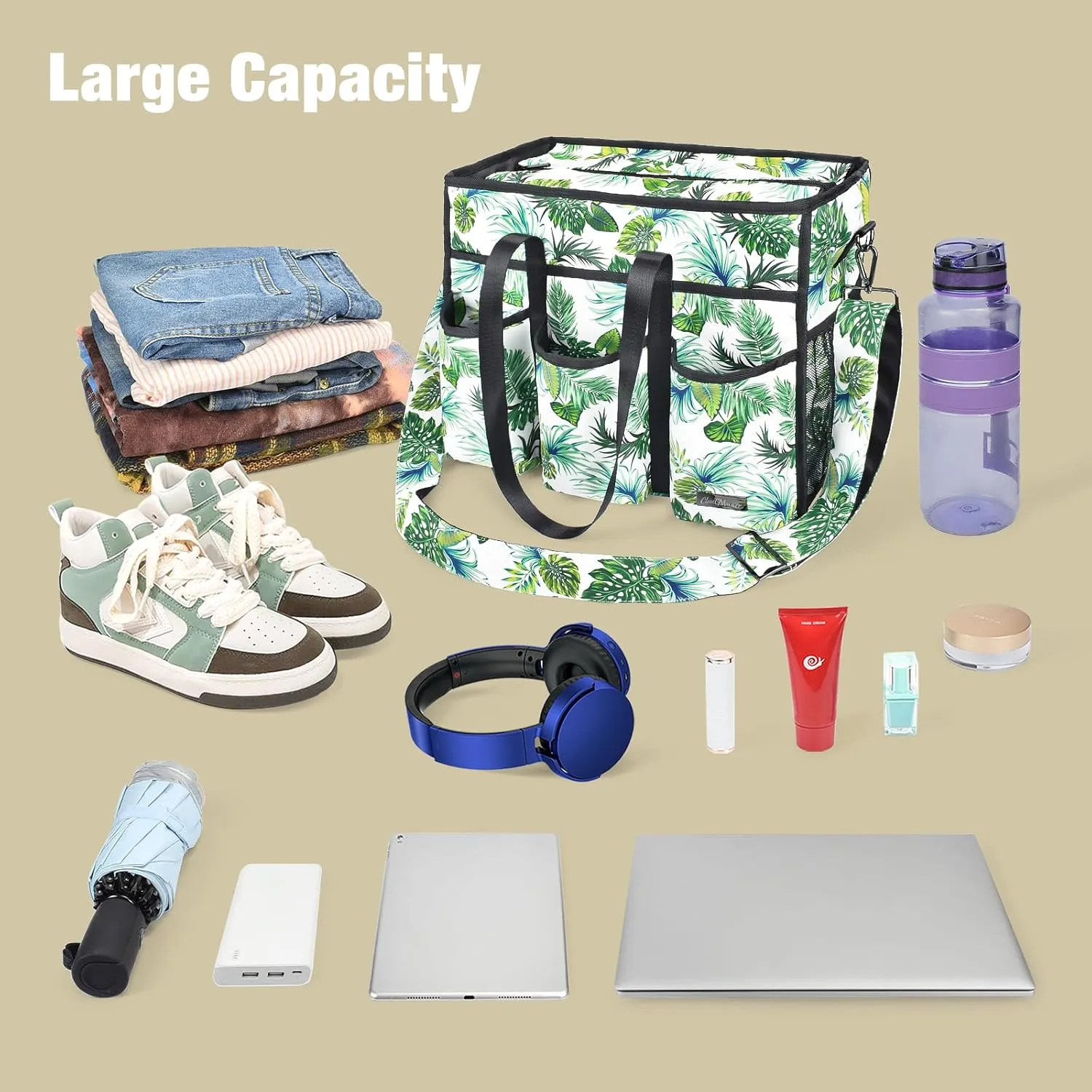 CLOUDMUSIC Large Tote Bag For Women Travel Nurse Teacher Work Waterpoof With Zipper Utility Everything Bags