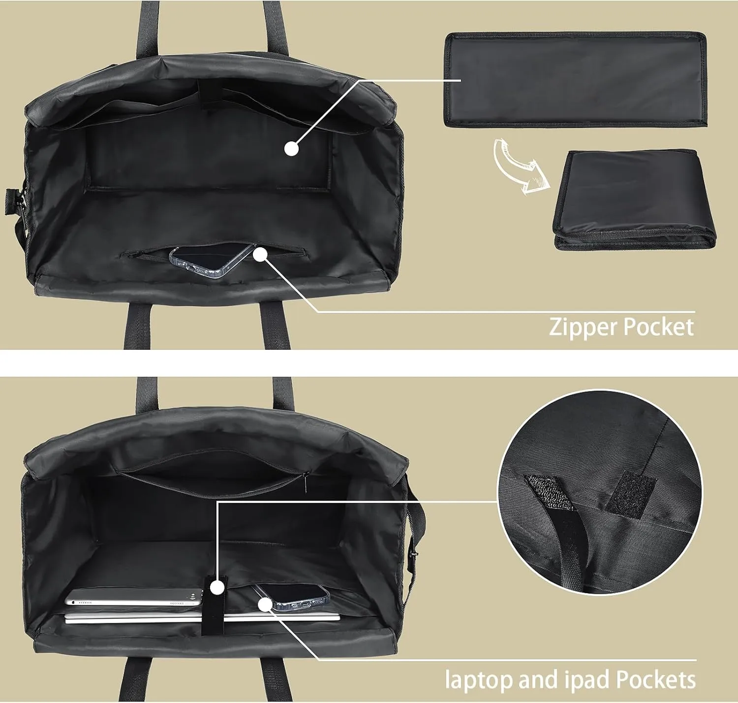 CLOUDMUSIC Large Tote Bag For Women Travel Nurse Teacher Work Waterpoof With Zipper Utility Everything Bags