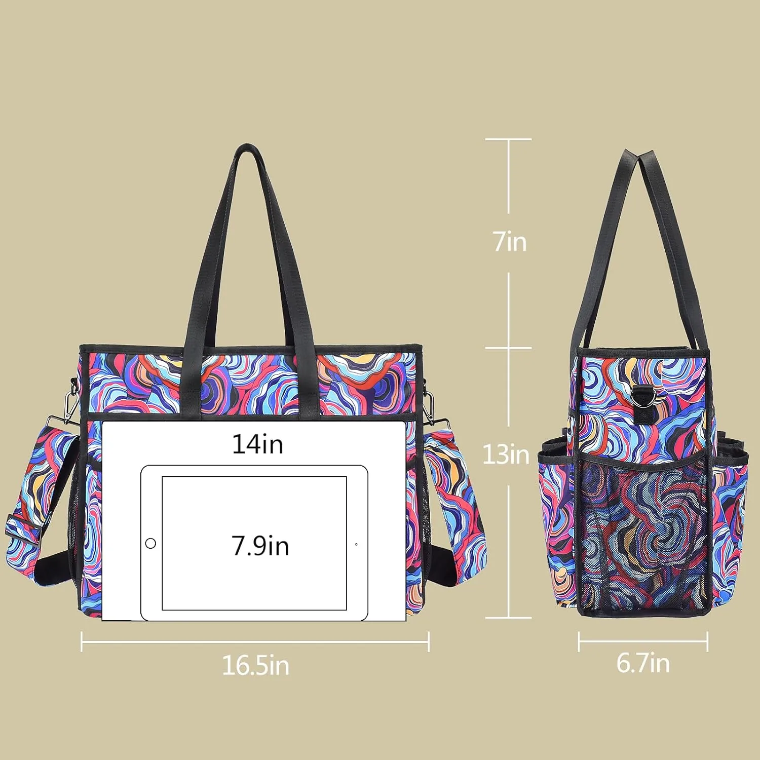 CLOUDMUSIC Large Tote Bag For Women Travel Nurse Teacher Work Waterpoof With Zipper Utility Everything Bags