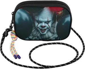 Clown Creepy Balloon Black Crossbody Bags for Women Cell Phone Purses Women's Shoulder Handbag Wallet Purse with Rope Pendant