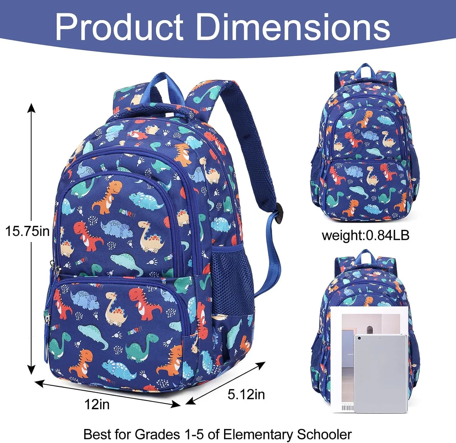CLUCI Kids Backpack for Boys Bookbags Preschool Toddler Daycare School Bag Elementary Kindergarten Lightweight Waterproof Bluey Backpack Dinosaurs