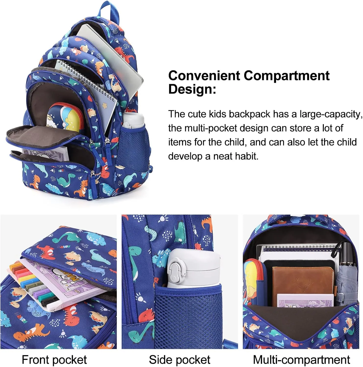 CLUCI Kids Backpack for Boys Bookbags Preschool Toddler Daycare School Bag Elementary Kindergarten Lightweight Waterproof Bluey Backpack Dinosaurs