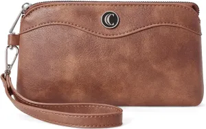 CLUCI Wristlet Wallets for Women Travel Phone Handbag Leather Clutch Purses with Card Slots