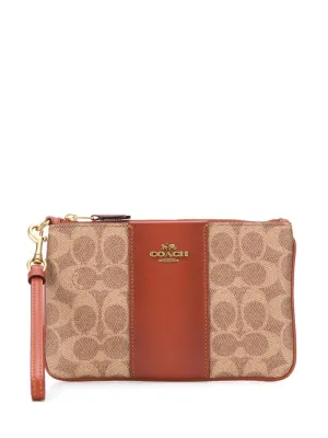Coach - small canvas wristlet wallet - women - PVC - One Size - Neutrals