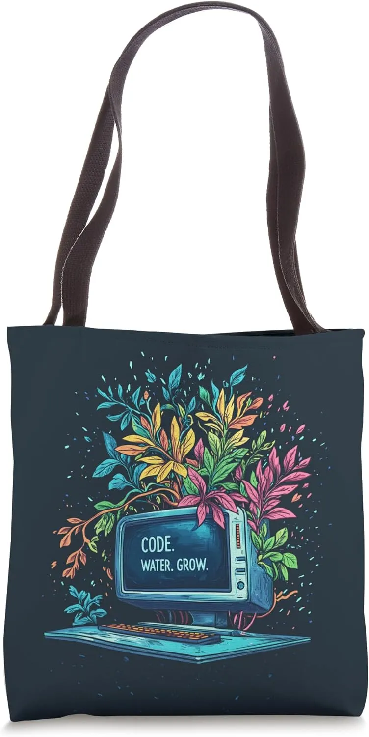 Code Water Grow Programmer Plant Aesthetic Tote Bag