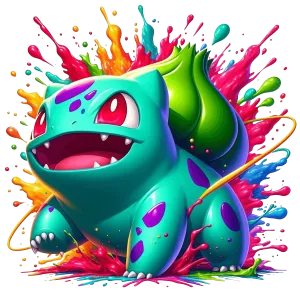Color Drip Bulbasaur Colorful DTF (direct-to-film) Transfer