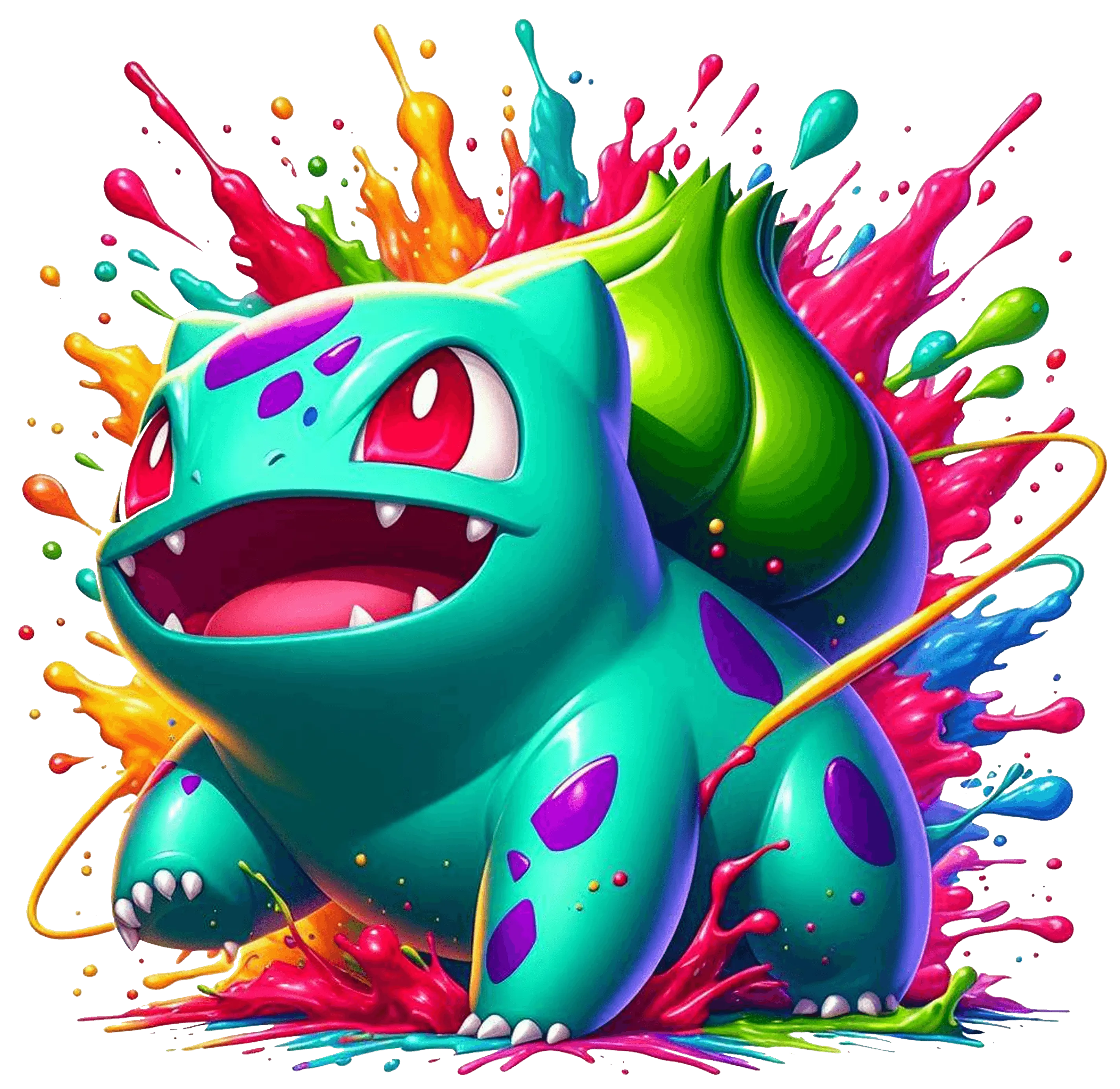 Color Drip Bulbasaur Colorful DTF (direct-to-film) Transfer