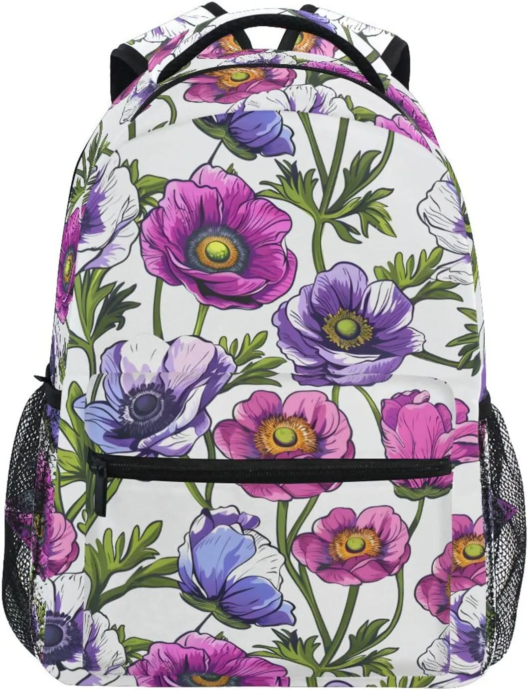 Colorful Anemone Flower School Kids Backpack for Boys Girls Laptop Backpack Lightweight Travel Bag for Women Men