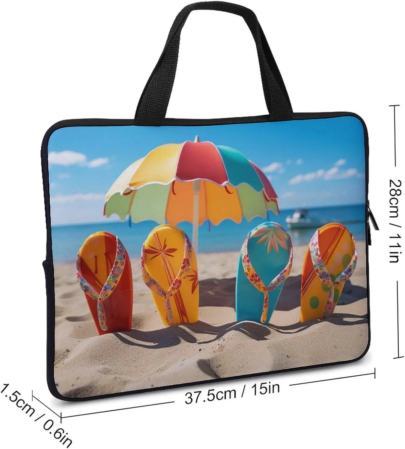 Colorful Flip Flops Beach Ball Laptop Bag Durable Laptop Sleeve Water-Resistant Notebook Bag for Computer Or Tablet