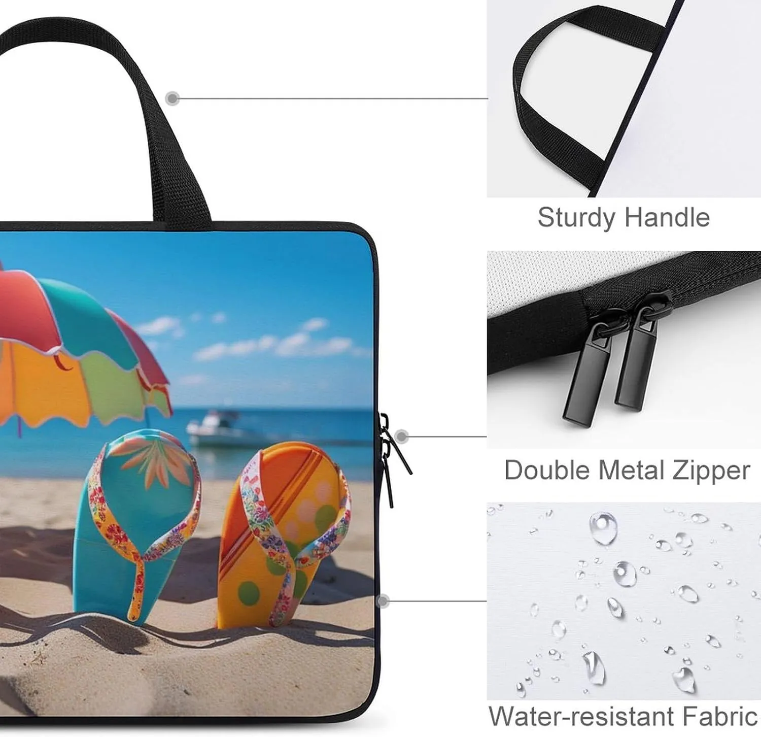 Colorful Flip Flops Beach Ball Laptop Bag Durable Laptop Sleeve Water-Resistant Notebook Bag for Computer Or Tablet