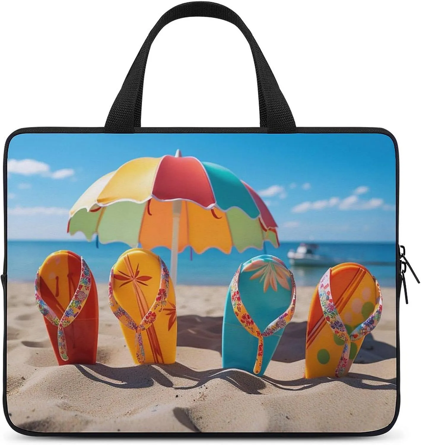 Colorful Flip Flops Beach Ball Laptop Bag Durable Laptop Sleeve Water-Resistant Notebook Bag for Computer Or Tablet
