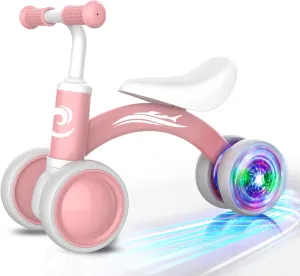 Colorful Lighting Baby Balance Bike Toys for 1 Year Old Girl Gifts, 10-36 Month Toddler Balance Bike, No Pedal 4 Silence Wheels & Soft Seat Pre-School First Riding on Toys, 1st Birthday Gifts.