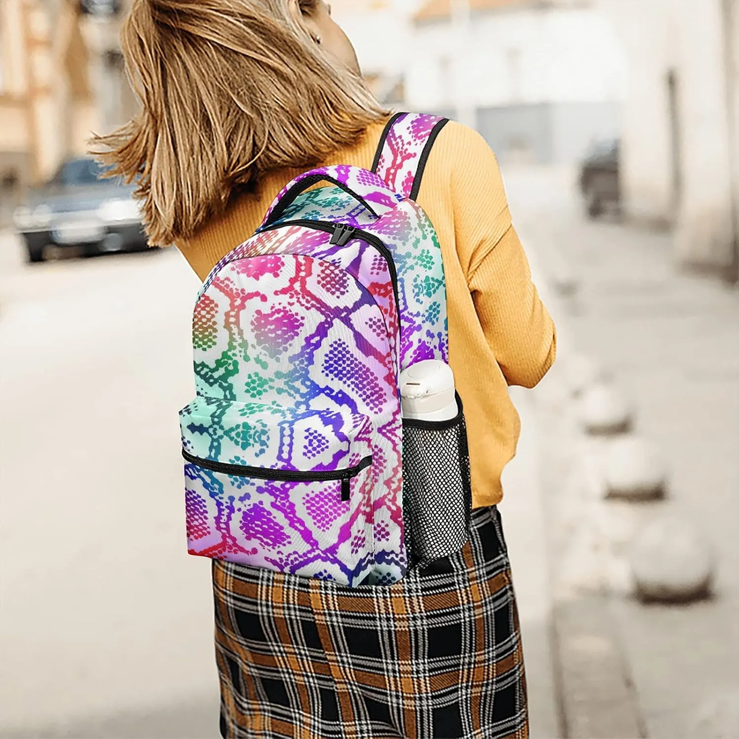 Colorful Lizard Skin Kids Backpack, Student School Bags for Boys & Girls, Bookbags with Adjustable Strapfor Travel