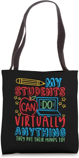 Colorful Online School Virtual Teacher Tote Bag