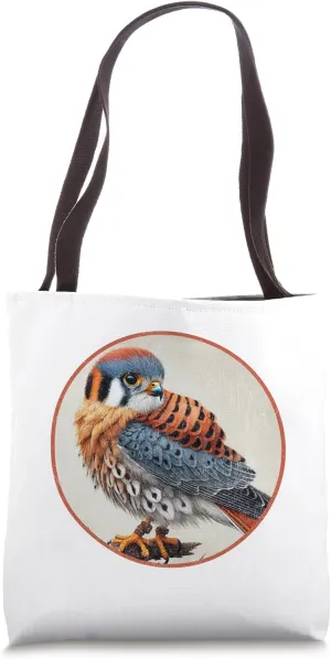 Colorful Retro American Kestrel Bird Design Tote Bag
