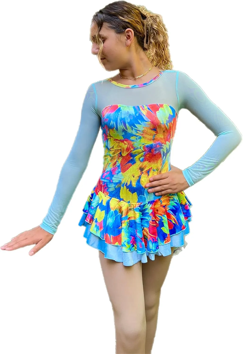 Colorful Velvet Ice Skating Dress