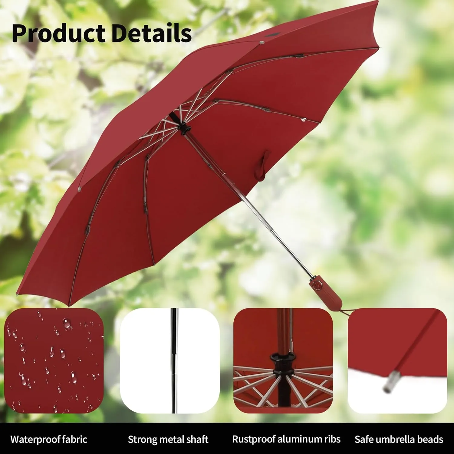 Compact Travel Umbrella Inverted Reverse Umbrellas for Rain & Sun – Small, Portable Windproof, UV Protection Umbrella for Travel, Backpack, Women and Men