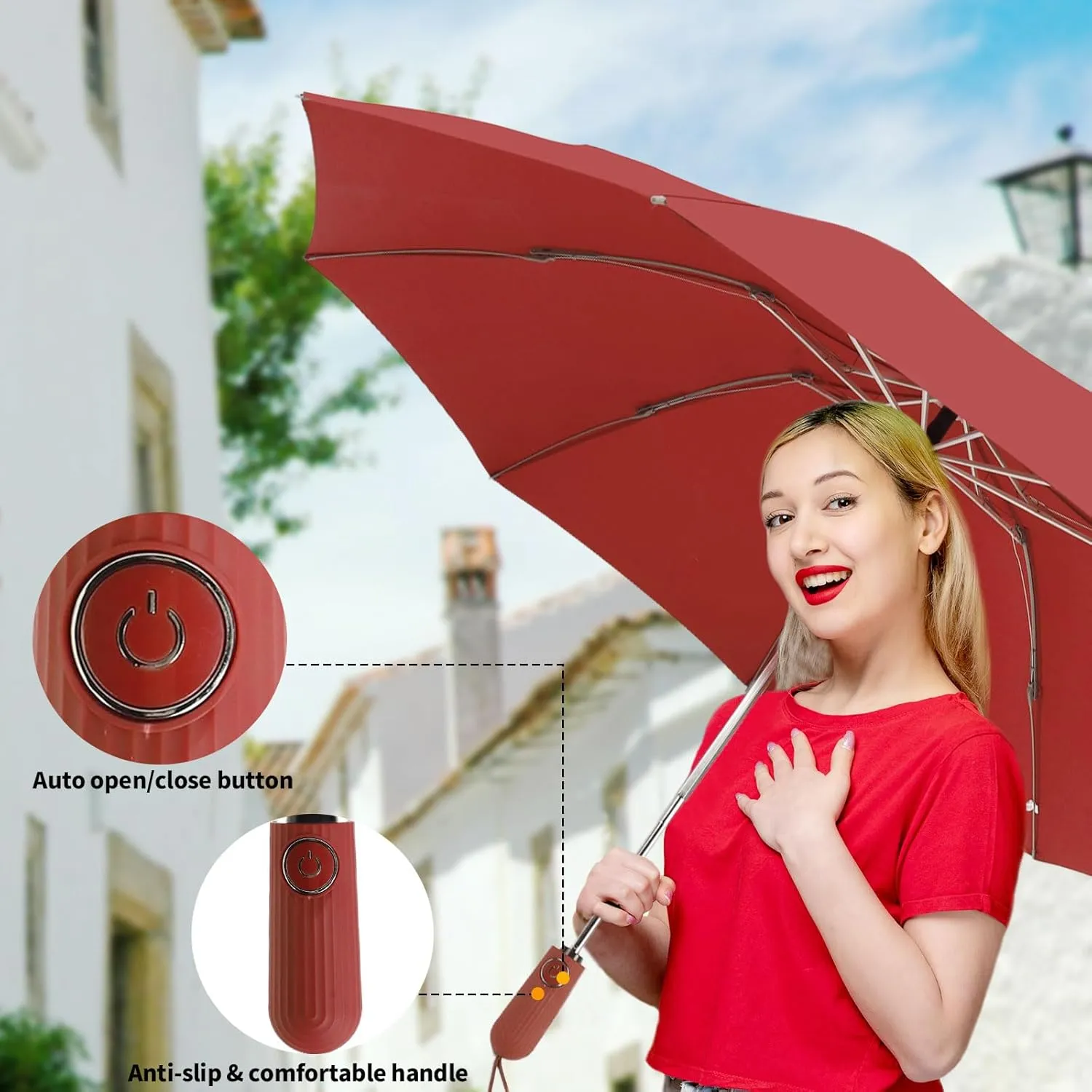 Compact Travel Umbrella Inverted Reverse Umbrellas for Rain & Sun – Small, Portable Windproof, UV Protection Umbrella for Travel, Backpack, Women and Men