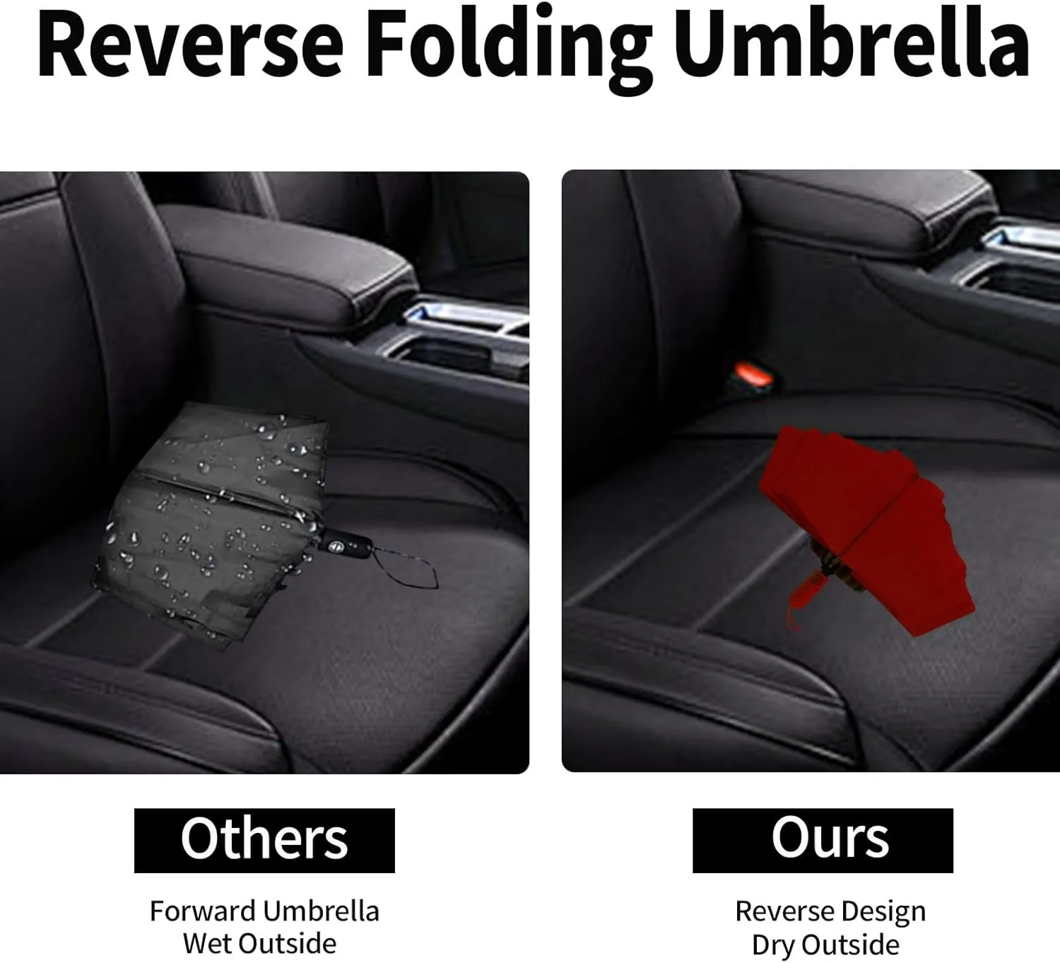 Compact Travel Umbrella Inverted Reverse Umbrellas for Rain & Sun – Small, Portable Windproof, UV Protection Umbrella for Travel, Backpack, Women and Men