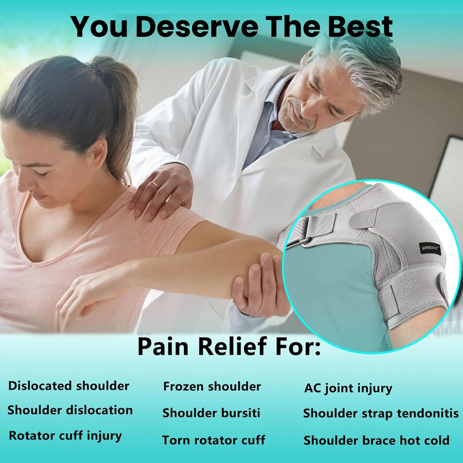Compression Recovery Shoulder Brace Immobilizer for Torn Rotator Cuff,AC Joint Pain Relief,Dislocation,Arm Stability,Injuries,Tears,Adjustable Fit Supports for Men&Women(Gray, Large)