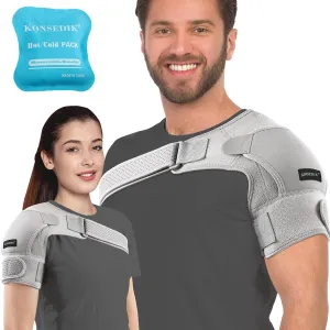 Compression Recovery Shoulder Brace Immobilizer for Torn Rotator Cuff,AC Joint Pain Relief,Dislocation,Arm Stability,Injuries,Tears,Adjustable Fit Supports for Men&Women(Gray, Large)