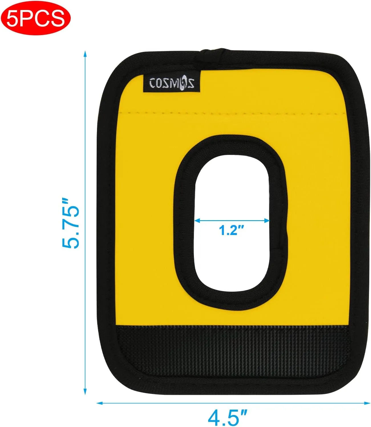 Cosmos 5 Pcs Neoprene Luggage Handle Wrap Soft Grip Handle Cover Luggage Identifier with Hollow Design for Push-Button Handle Trolley Handle and Travel Suitcase Trolley Case (Yellow)