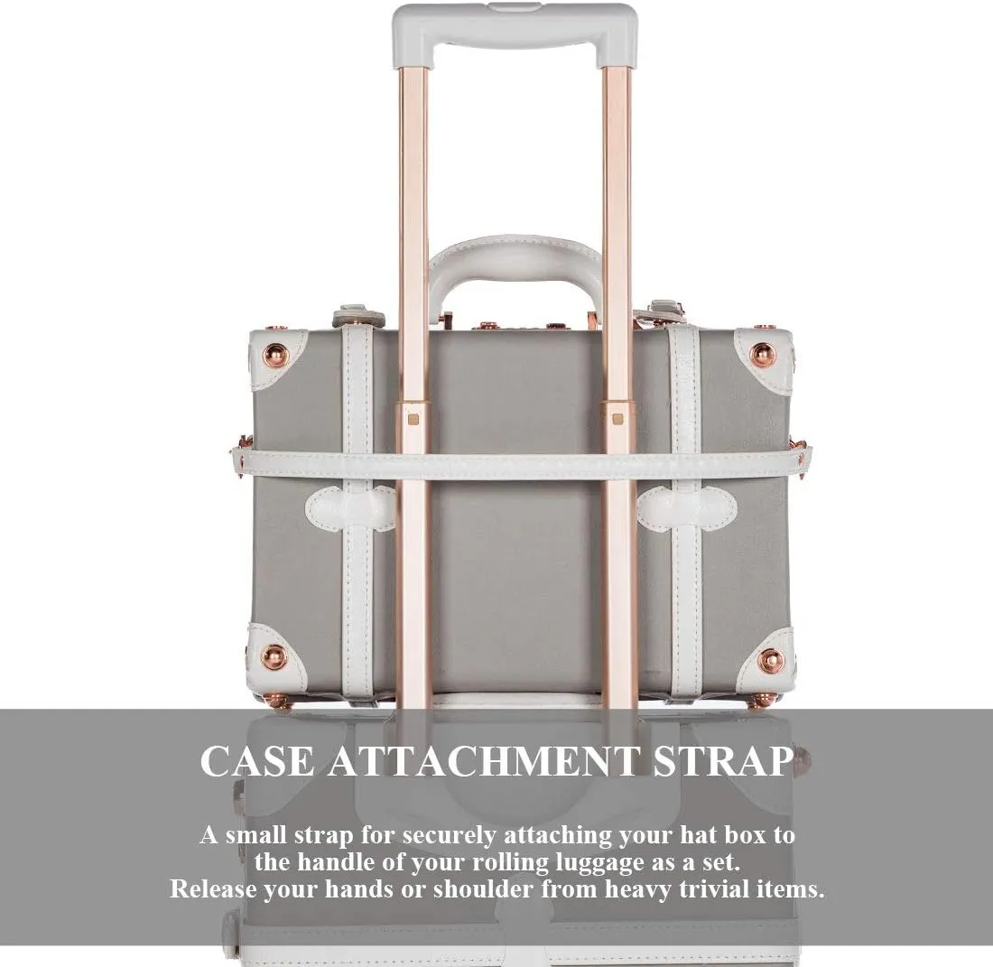 COTRUNKAGE Vintage Suitcase Set 2 Piece Retro Carry On Luggage with Spinner Wheels for Women, Light grey