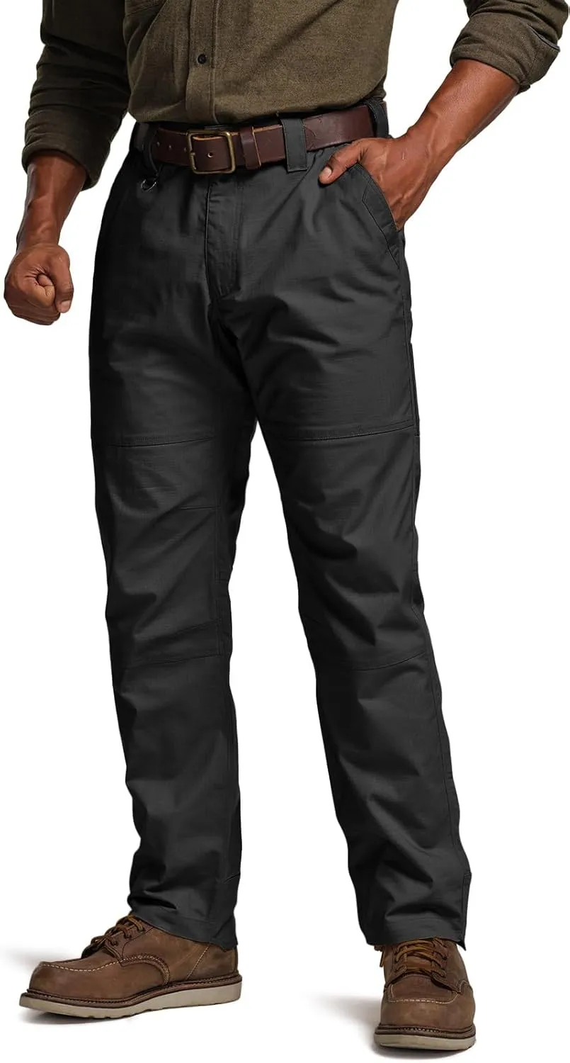 CQR Men's Flex Ripstop Work Pants, Water Resistant Tactical Pants, Outdoor Utility Operator EDC Cargo Pants