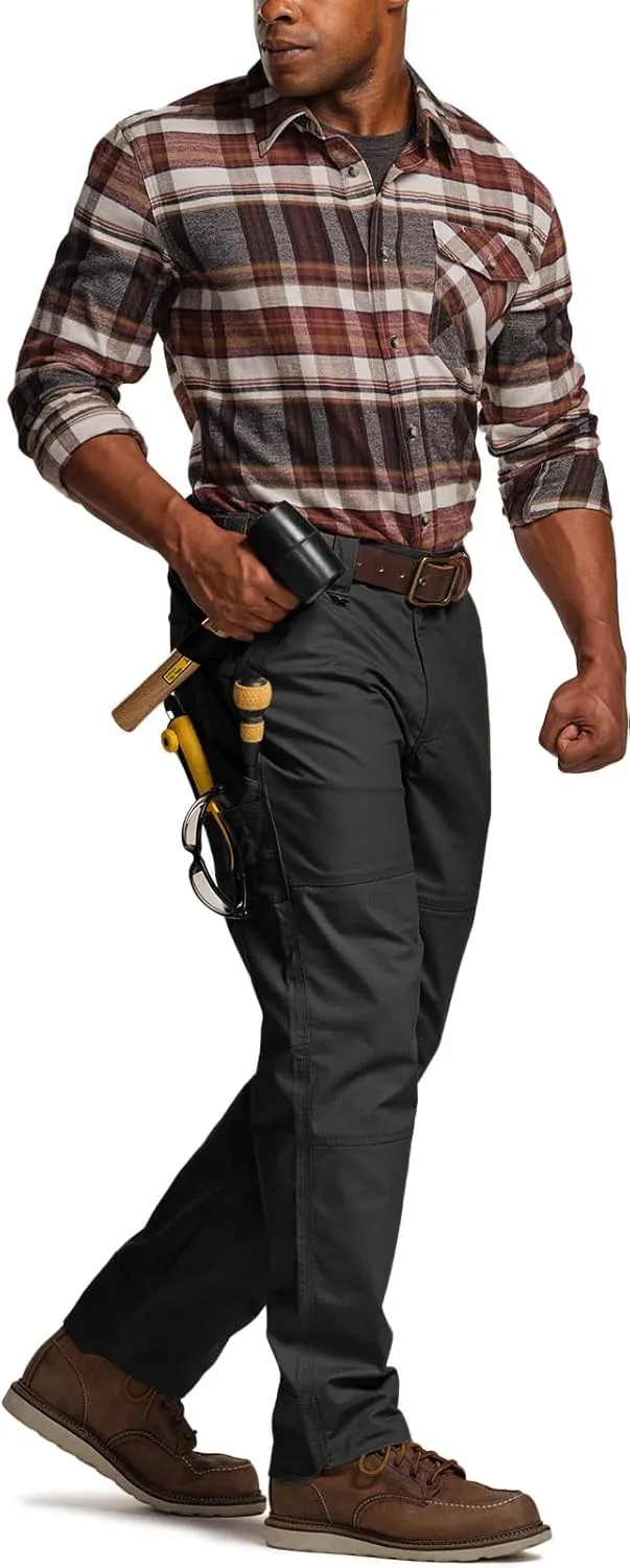 CQR Men's Flex Ripstop Work Pants, Water Resistant Tactical Pants, Outdoor Utility Operator EDC Cargo Pants