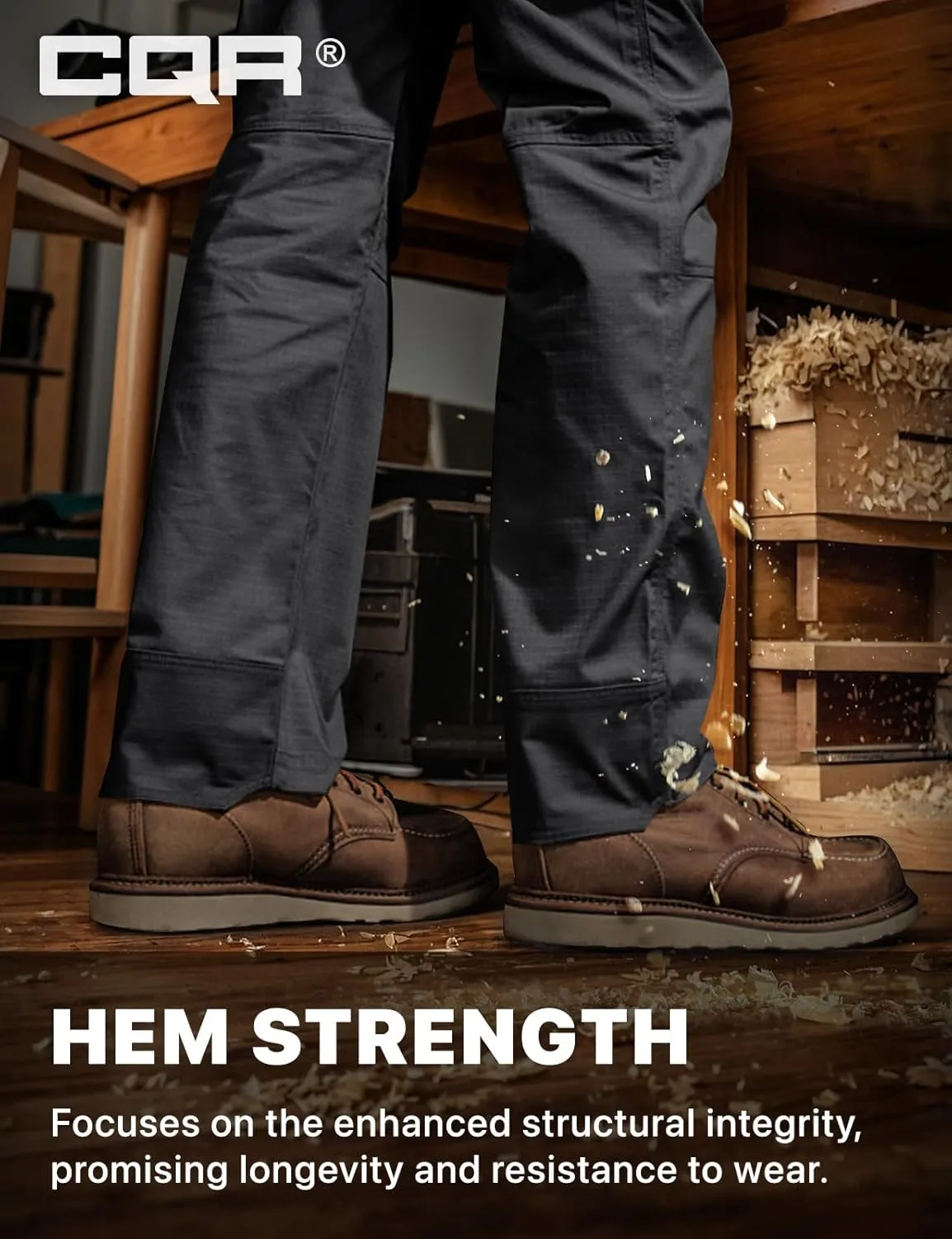 CQR Men's Flex Ripstop Work Pants, Water Resistant Tactical Pants, Outdoor Utility Operator EDC Cargo Pants