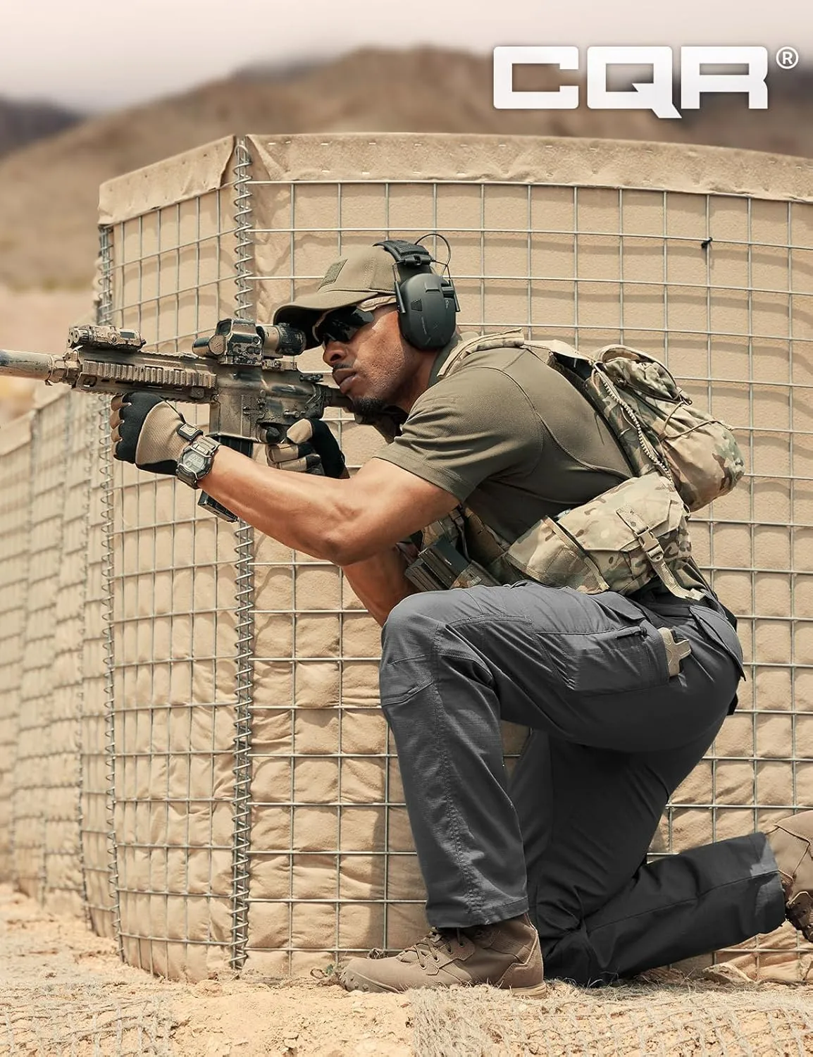 CQR Men's Flex Stretch Tactical Pants, Water Resistant Ripstop Cargo Pants, Lightweight EDC Outdoor Work Hiking Pants