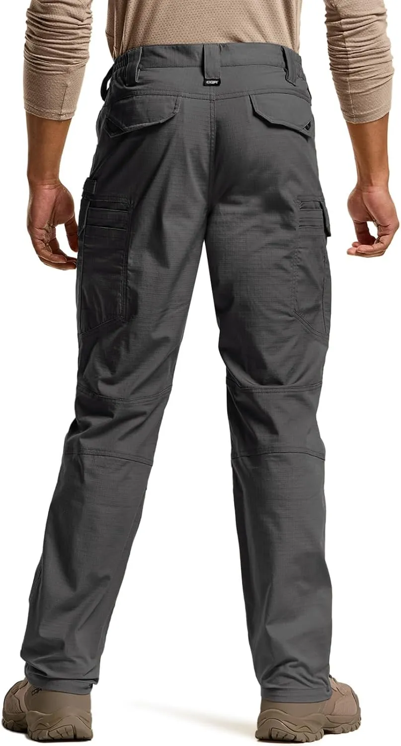 CQR Men's Flex Stretch Tactical Pants, Water Resistant Ripstop Cargo Pants, Lightweight EDC Outdoor Work Hiking Pants