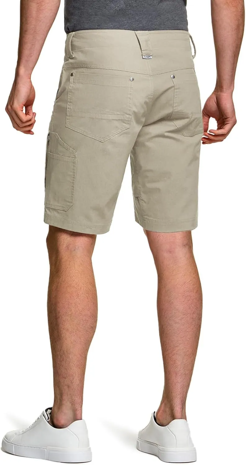 CQR Men's Stretch Utility Shorts, Lightweight Quick Dry Casual Shorts, Hiking Golf Cargo Shorts with Zipper Pockets
