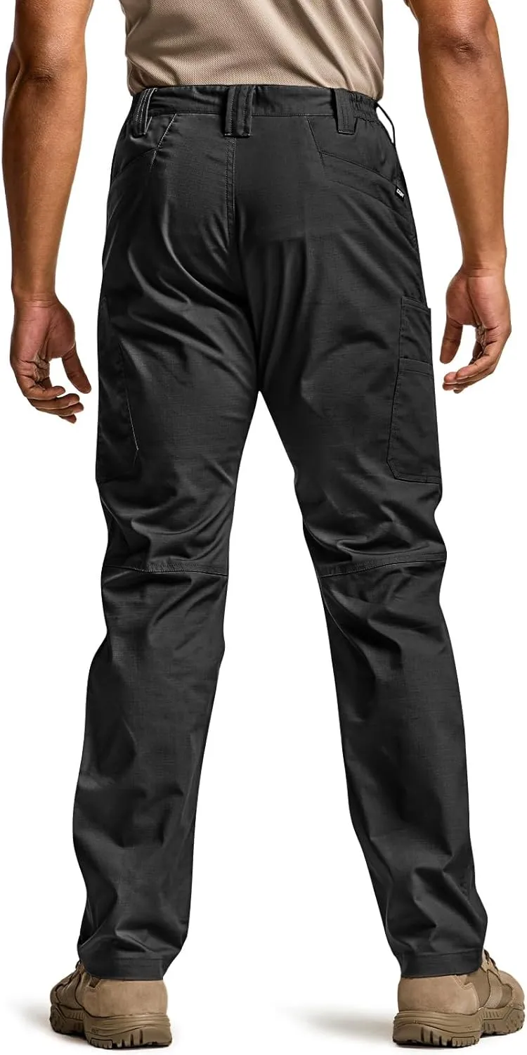 CQR Men's Utility Flex Cargo Pants, Classic-Fit Casual Stretch Work Pants, Water Resistant Lightweight Tactical Hiking Pants