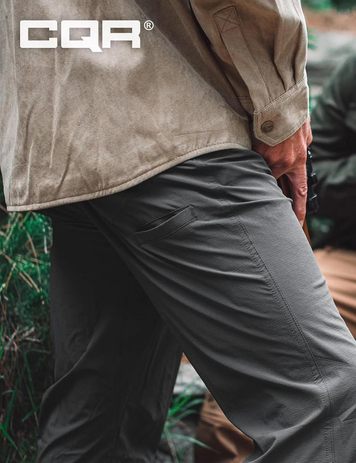CQR Men's Vent Stretch Pants, Quick Dry Lightweight Casual Cargo Pants, Water Resistant Straight-Fit Utility Work Pants