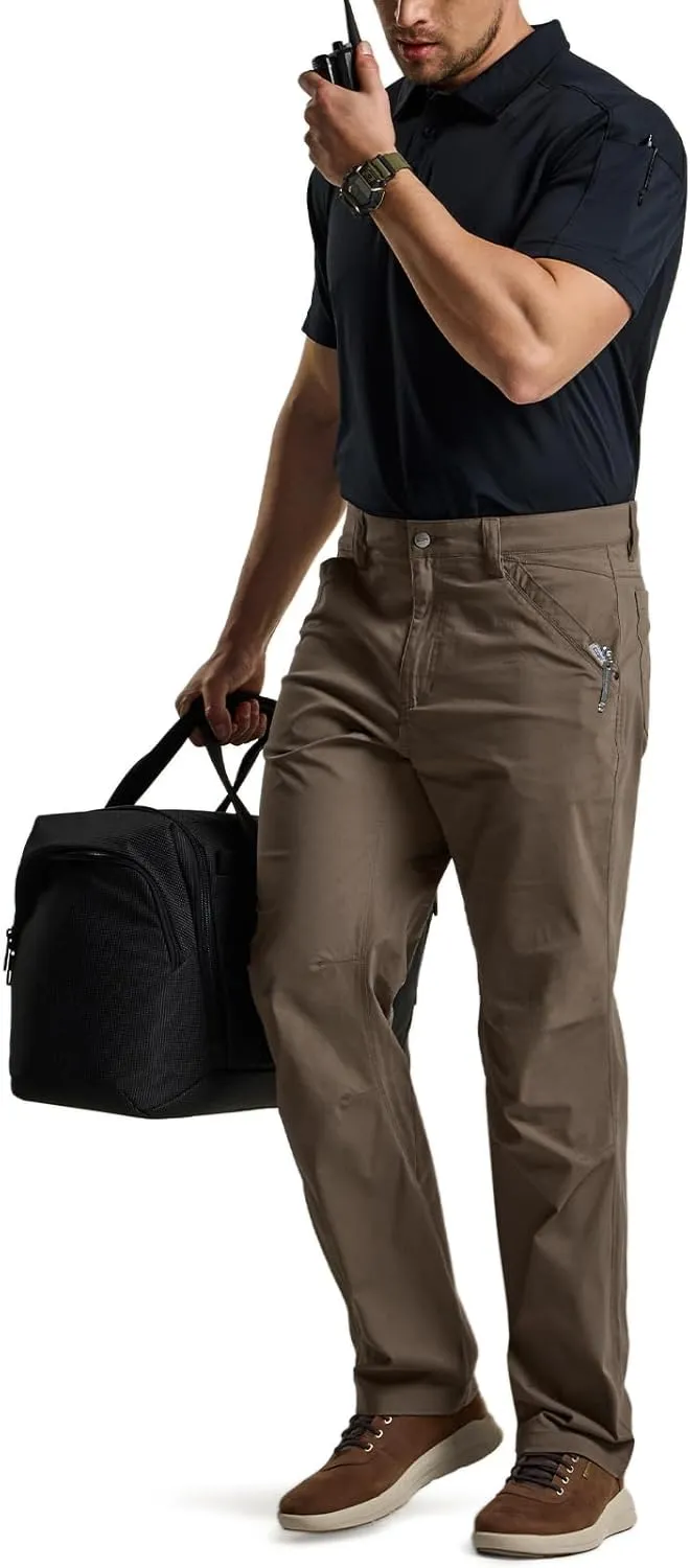 CQR Men's Vent Stretch Pants, Quick Dry Lightweight Casual Cargo Pants, Water Resistant Straight-Fit Utility Work Pants