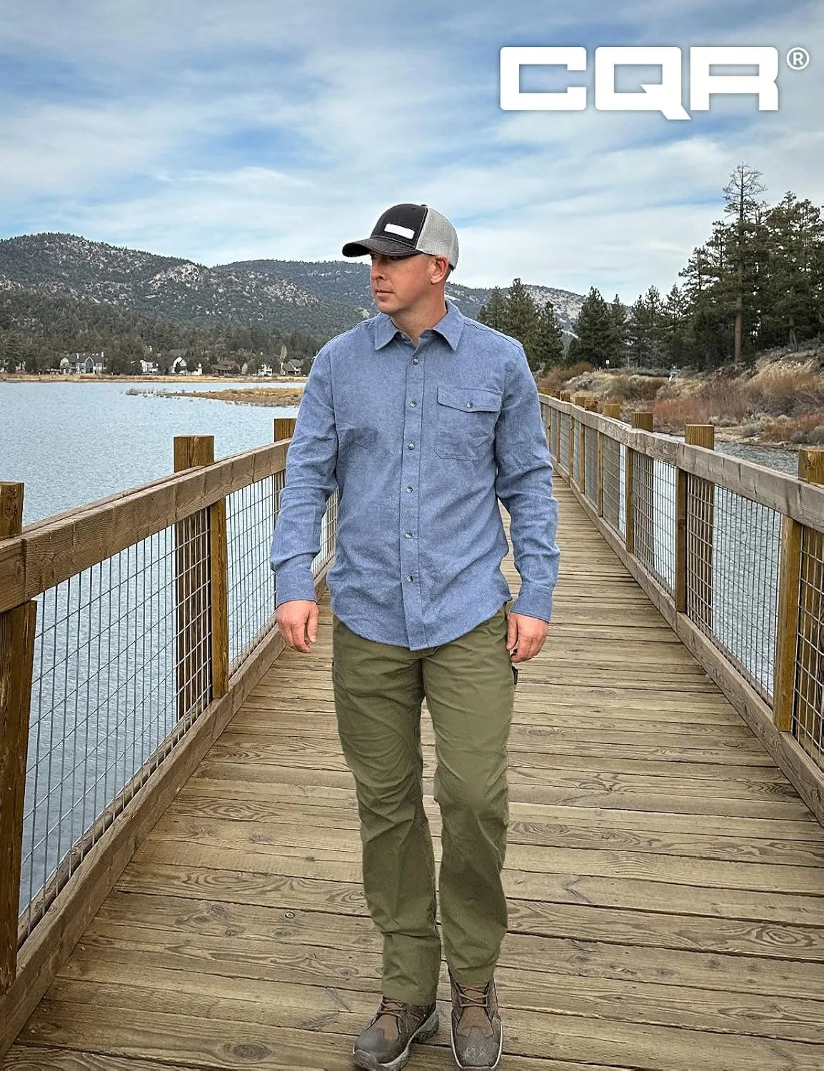 CQR Men's Vent Stretch Pants, Quick Dry Lightweight Casual Cargo Pants, Water Resistant Straight-Fit Utility Work Pants