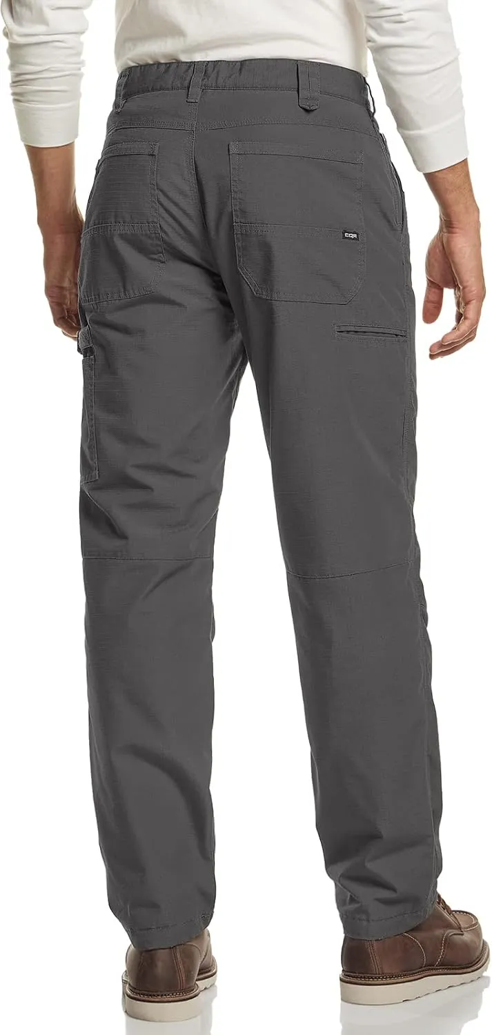 CQR Men's Winter Fleece Lined Pants, Water-Resistant Outdoor Stretch Work Pants, Windproof Casual Pants with Pockets