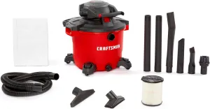 CRAFTSMAN CMXEVBE17607 16 Gallon 6.5 Peak HP Wet Dry Vac with Detachable Leaf Blower, Portable Shop Vacuum Wet and Dry with Filter, Dust Bag, Hose and Attachments for Garage, Outdoor Cleaning