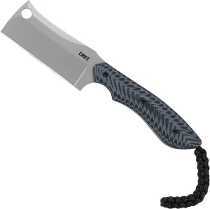 CRKT S.P.E.C. Fixed Blade Knife with Sheath: Compact Bead Blast Cleaver, Textured G10 Handle, Nylon Sheath with Lanyard and Belt Loop Satin Blade / G10 handle / 2398