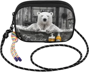 Crossbody Bag Bear Bathtub Wood for Women Cell Phone Purses Women's Small Shoulder Handbags Wallet Purse with Strap