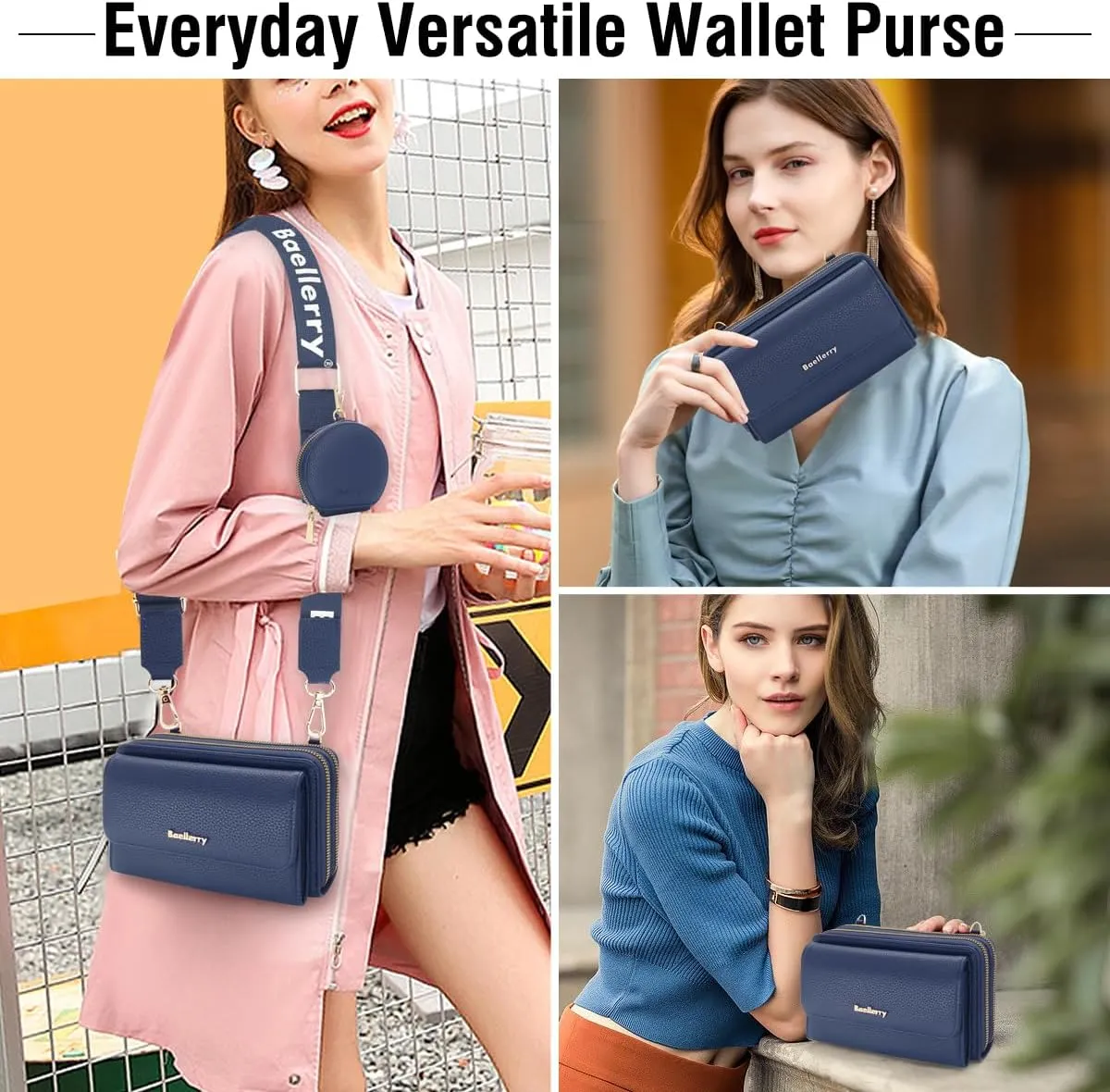 Crossbody Bag for Women Small Shoulder Handbag Leather Cell Phone Purse Wristlet Clutch Wallet with Card Slots