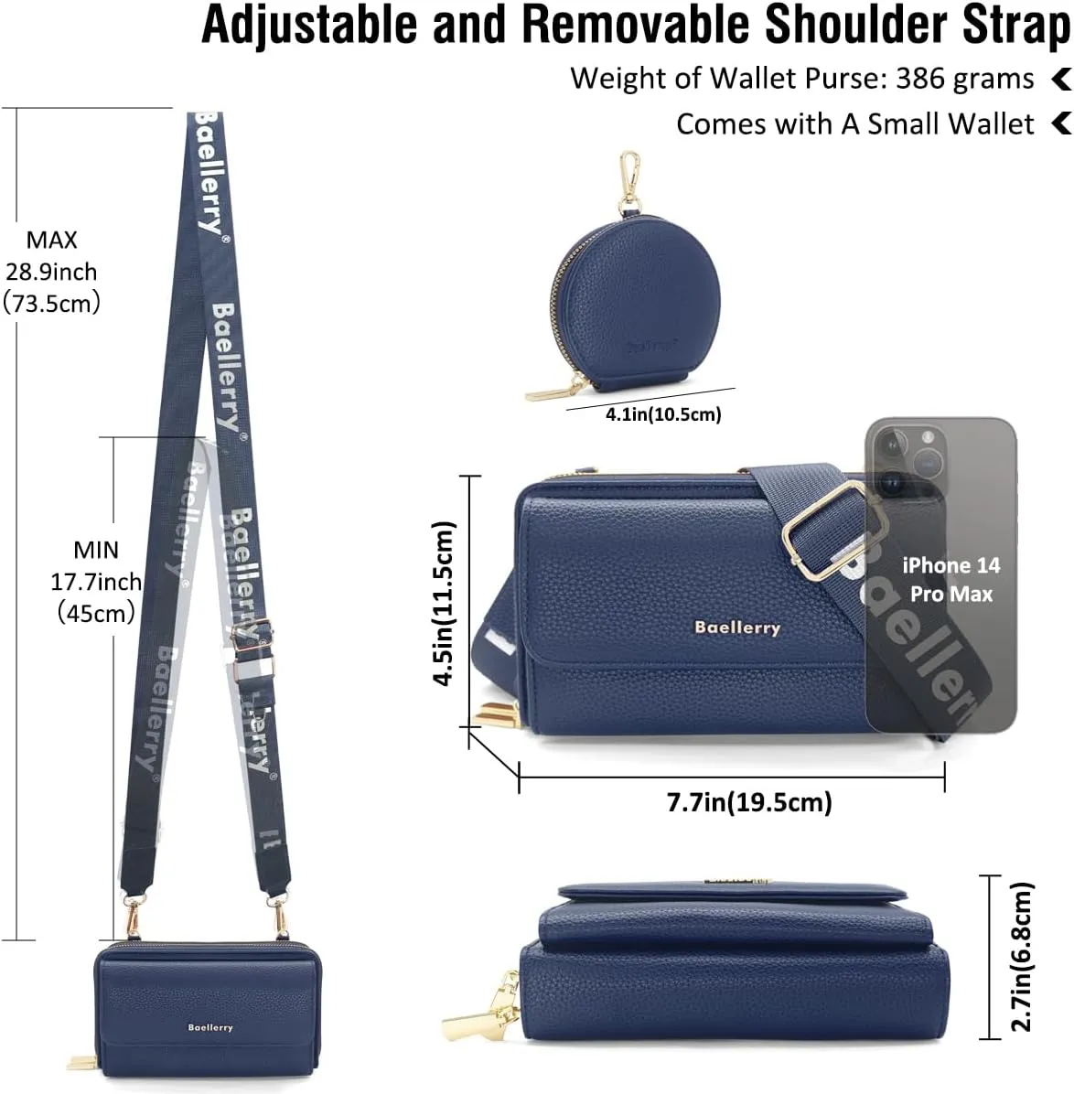 Crossbody Bag for Women Small Shoulder Handbag Leather Cell Phone Purse Wristlet Clutch Wallet with Card Slots