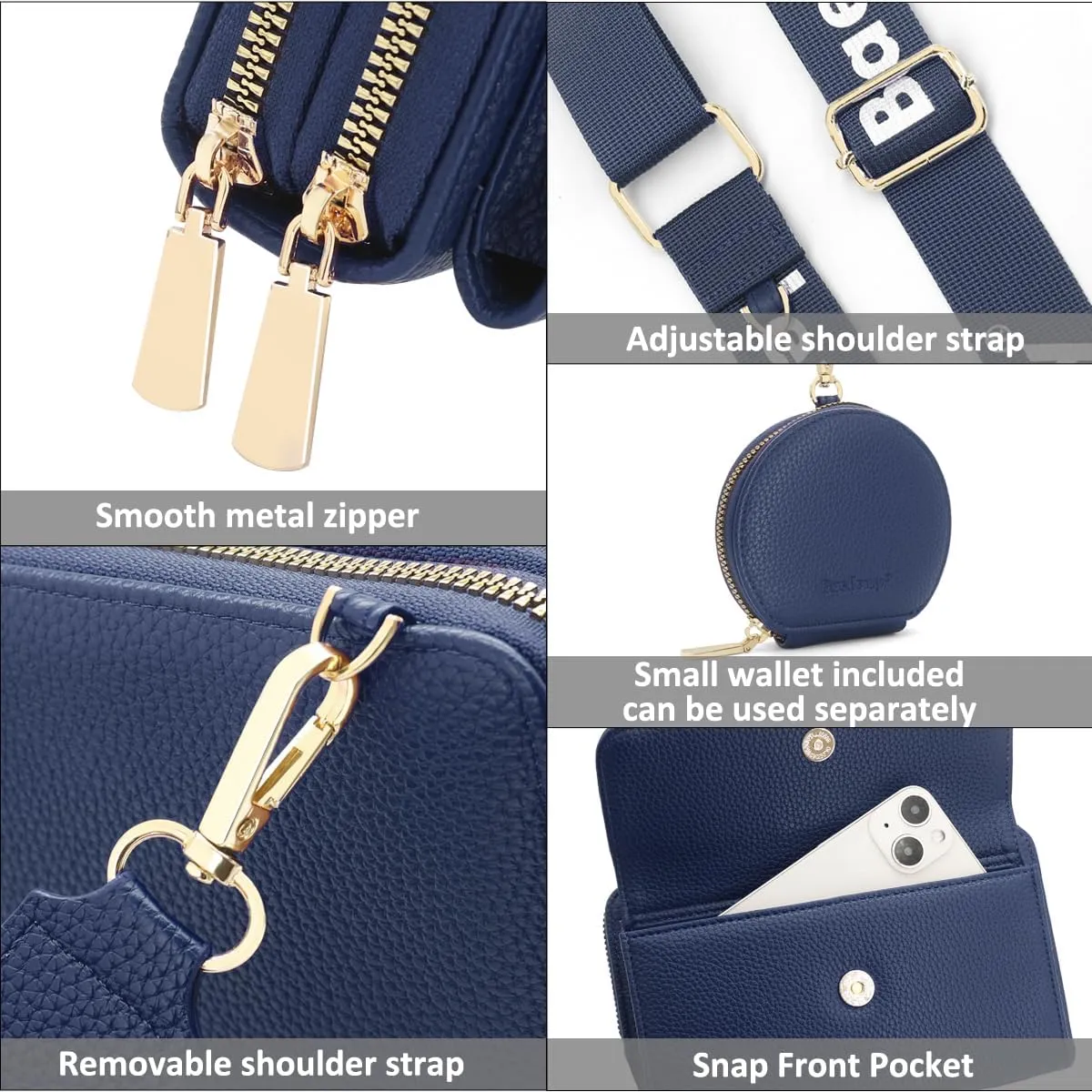 Crossbody Bag for Women Small Shoulder Handbag Leather Cell Phone Purse Wristlet Clutch Wallet with Card Slots