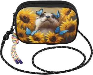 Crossbody Bag Otter Sunflower Cute for Women Cell Phone Purses Women's Small Shoulder Handbags Wallet Purse with Strap
