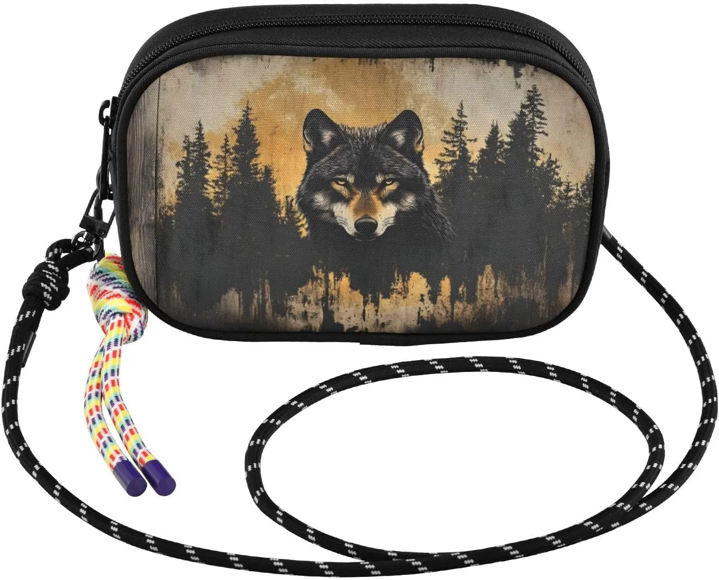 Crossbody Bag Wolf Wood Forest for Women Cell Phone Purses Women's Small Shoulder Handbags Wallet Purse with Strap