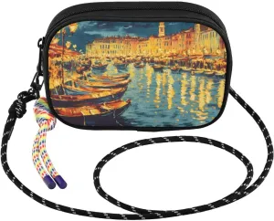 Crossbody Bags for Women Marseille Boats Night Cell Phone Purses Women's Shoulder Handbag Wallet Purse with Rope Pendant