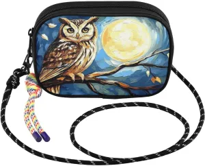 Crossbody Bags for Women Owl Leaf Branch Cell Phone Purses Women's Shoulder Handbag Wallet Purse with Rope Pendant
