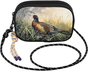 Crossbody Bags for Women Pheasant Grassland Nature Cell Phone Purses Women's Shoulder Handbag Wallet Purse with Rope Pendant