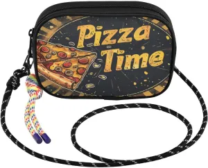 Crossbody Bags for Women Pizza Slice Time Cell Phone Purses Women's Shoulder Handbag Wallet Purse with Rope Pendant